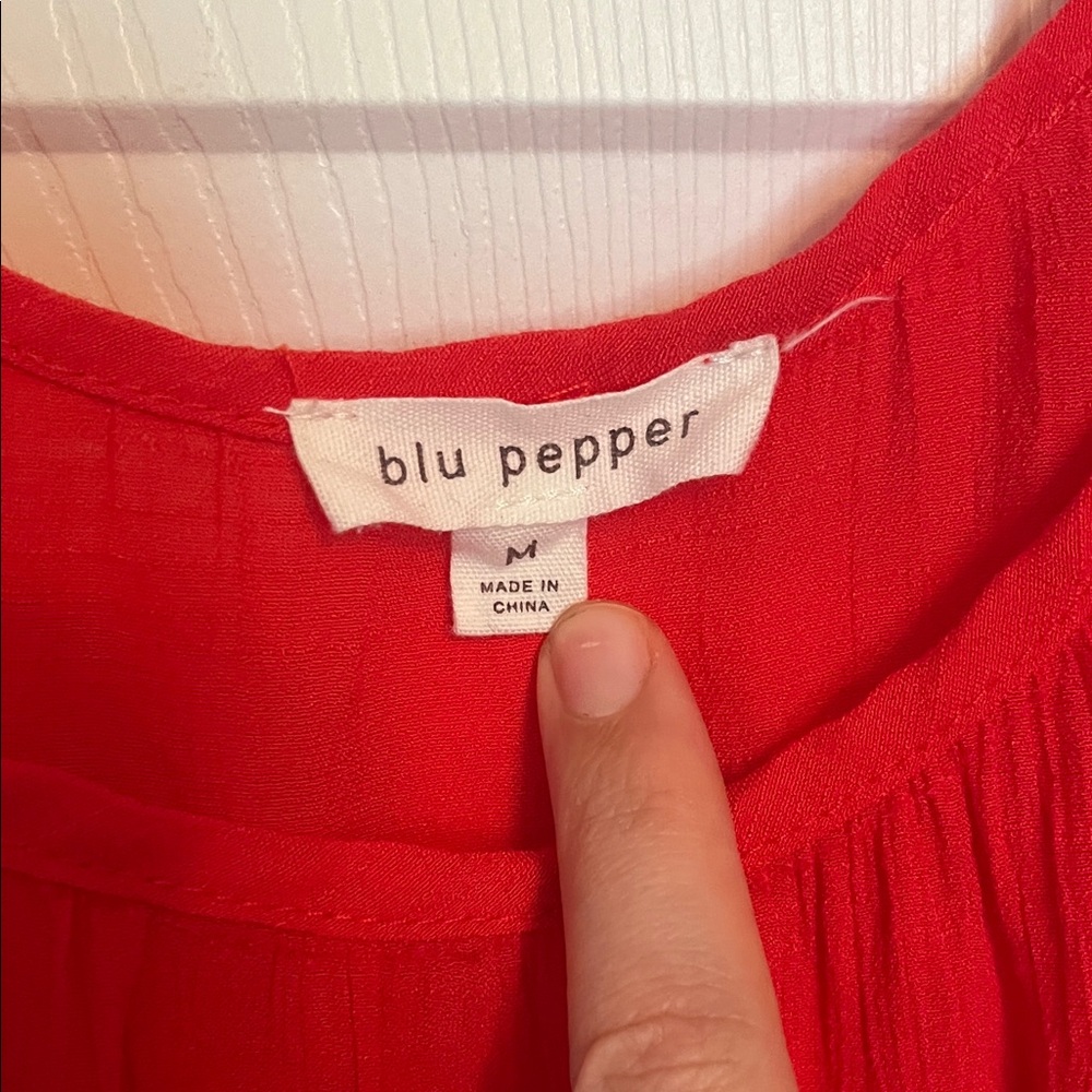 Blu Pepper Vibrant Red Ruffle Blouse - Picture 2 of 3